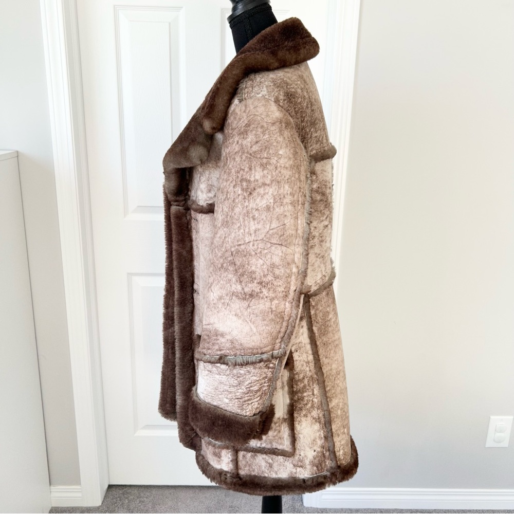 Vintage Rice Sportswear Genuine Shearling Sheepskin Leather Coat - Picture 2 of 16